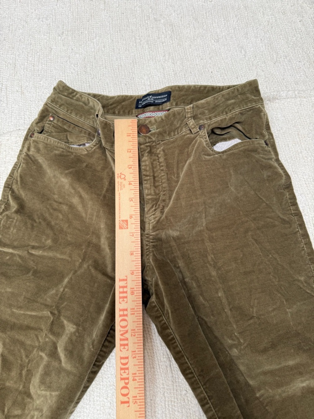Peruvian Connection Velvet Feel Olive Green Skinny Pants Size 8 - Picture 3 of 7
